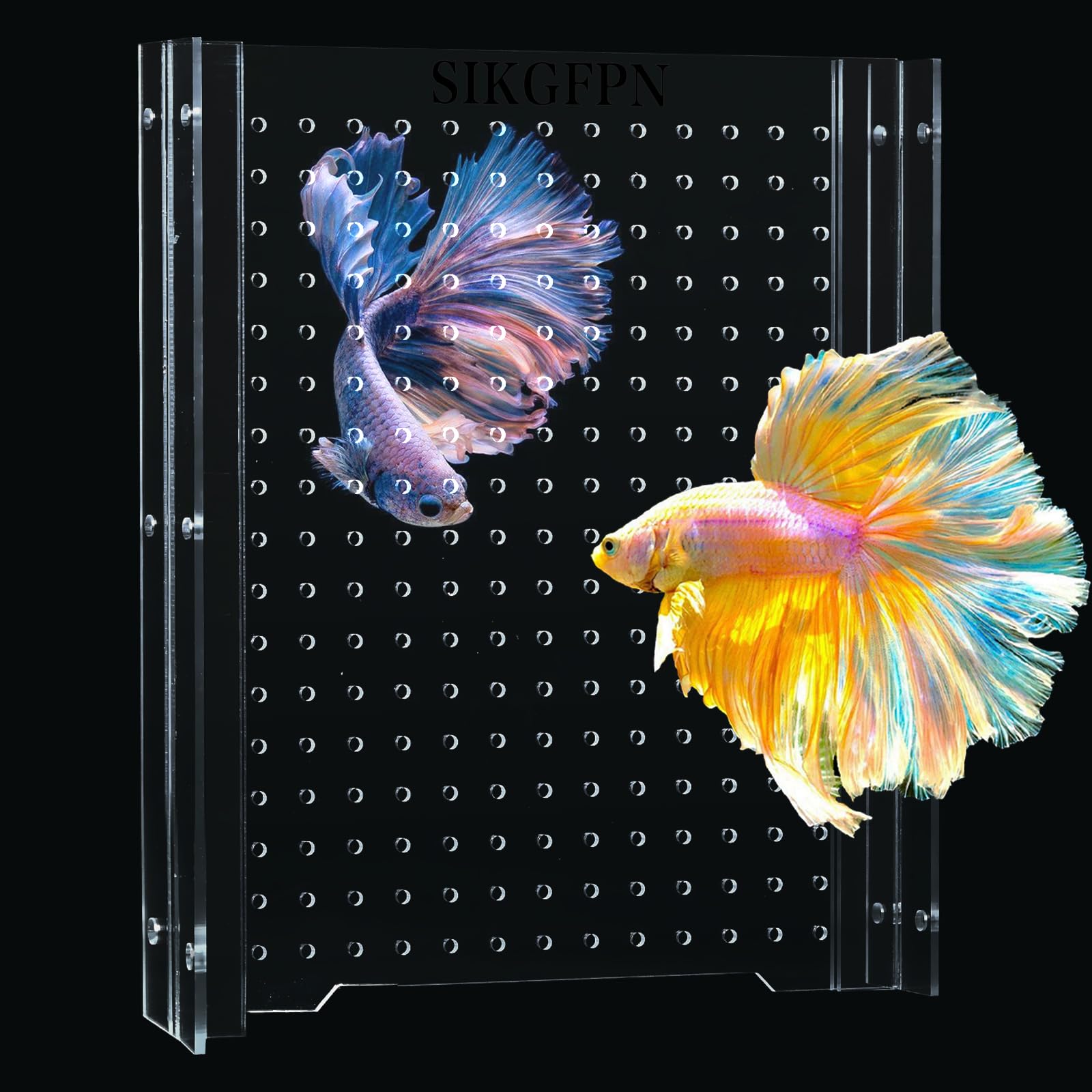 SIKGFPN acrylic fish tank divider assembly shows easy setup for 5g tanks.