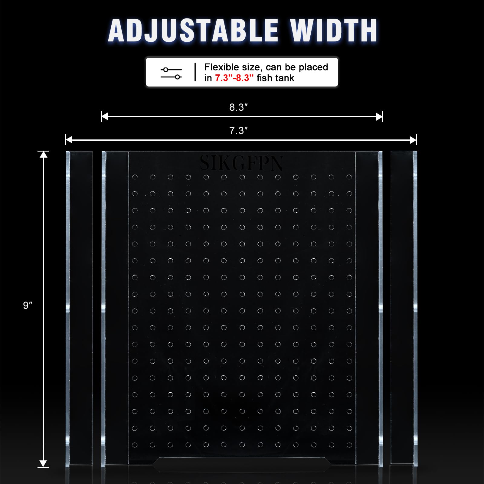 SIKGFPN acrylic fish tank divider front view shows unobstructed viewing while separating fish.