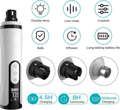 Silent Groom Pro dual LED lights illuminate nails for precise trimming.