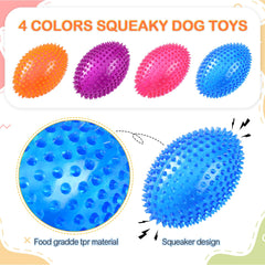Silipull spiky football orange—squeaky fetch toy for active dogs.
