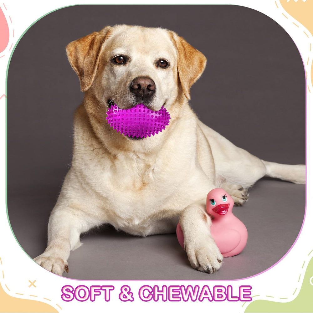 Silipull spiky football pink—textured spikes for gum massage during chewing.