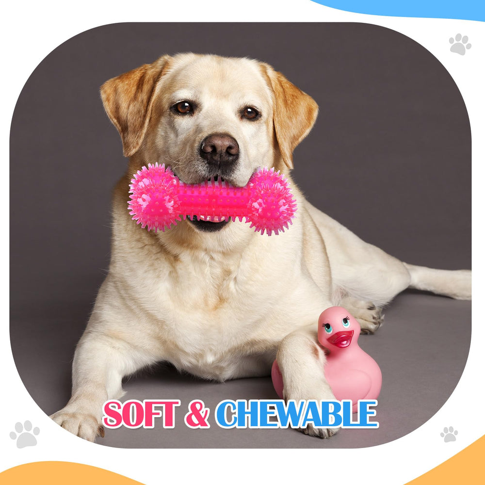 Silipull spiky squeaker ball pink supports fetch, bite-play, and enrichment.