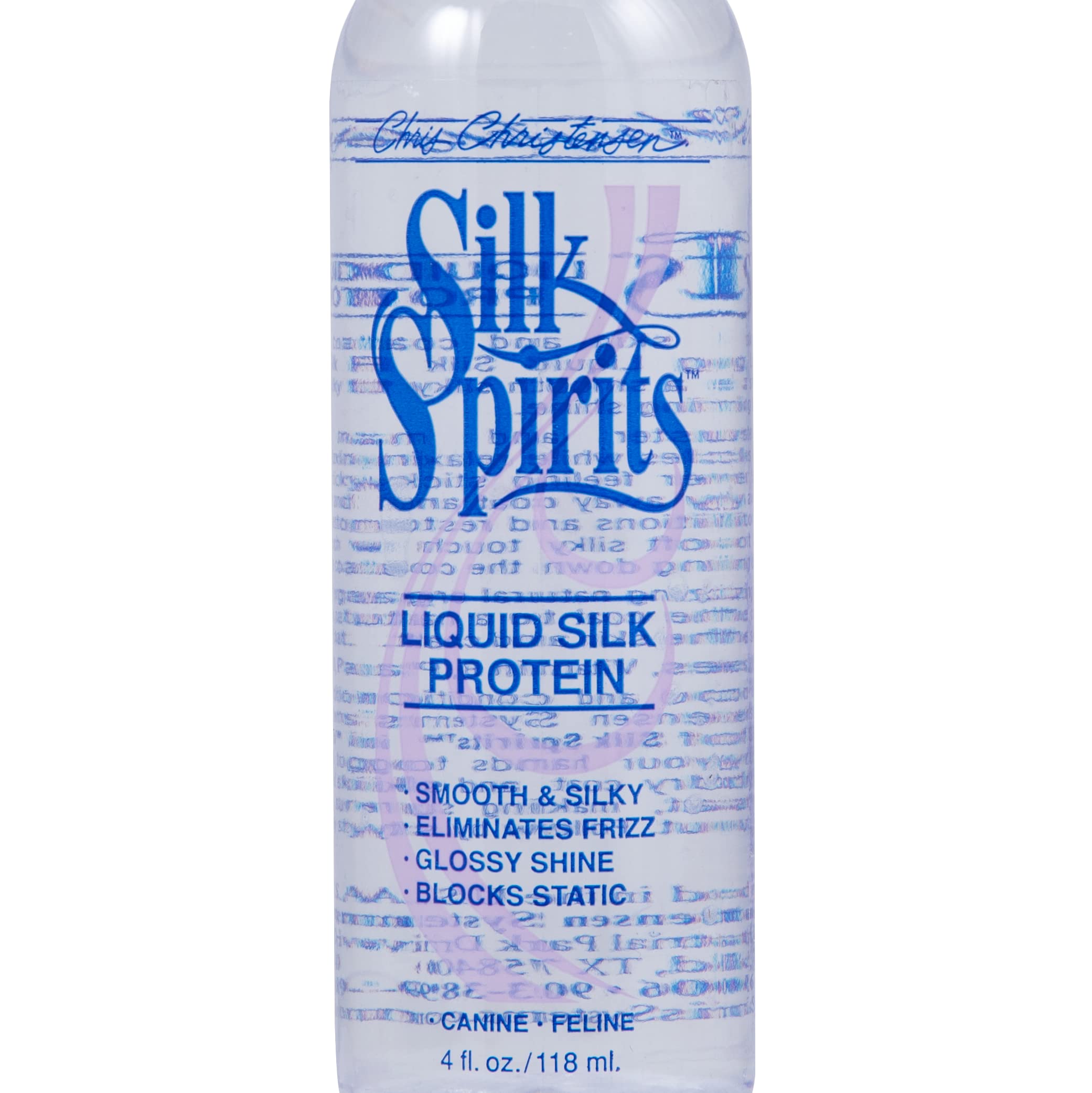 Chris Christensen Silk Spirits nourishes drop-coated dog coats for softer texture.