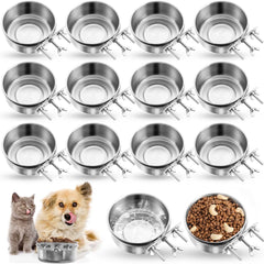 Silkfly 14-pcs crate bowls hanging in stainless steel finish for cage feeding