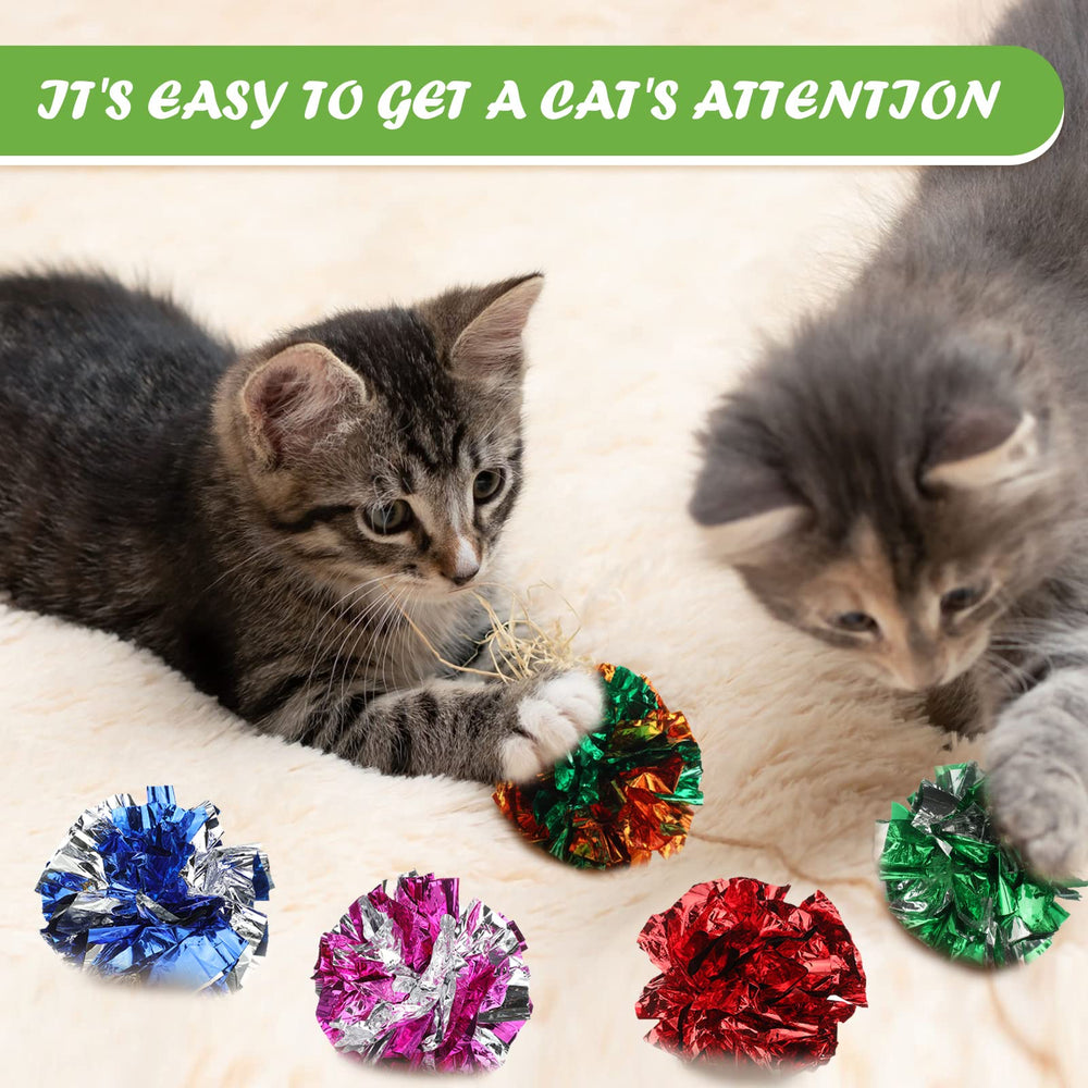 Silkfly cat playing with crinkle ball promotes exercise and hunting instincts.