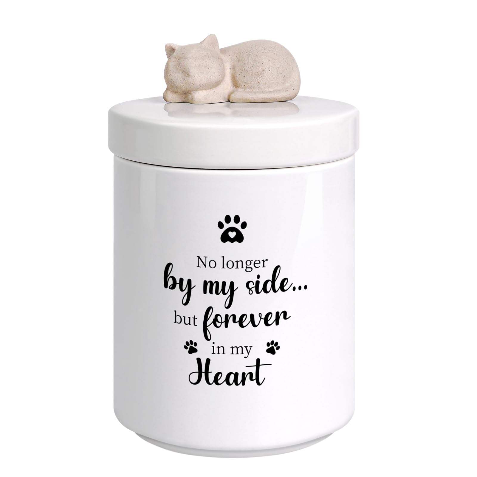 Silkwishes cat urn with lifelike figurine on top for a peaceful memorial