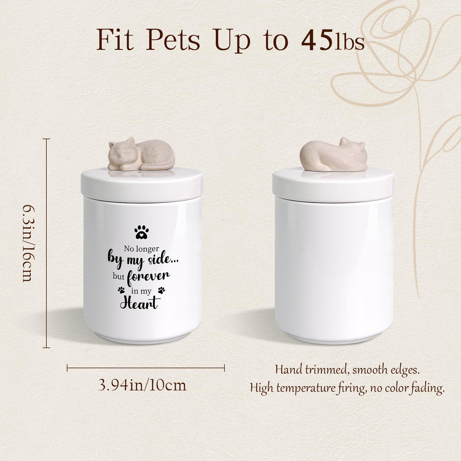 Silkwishes cat urn display-ready on a shelf or mantel