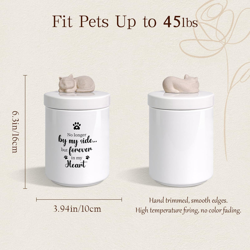 Silkwishes cat urn display-ready on a shelf or mantel