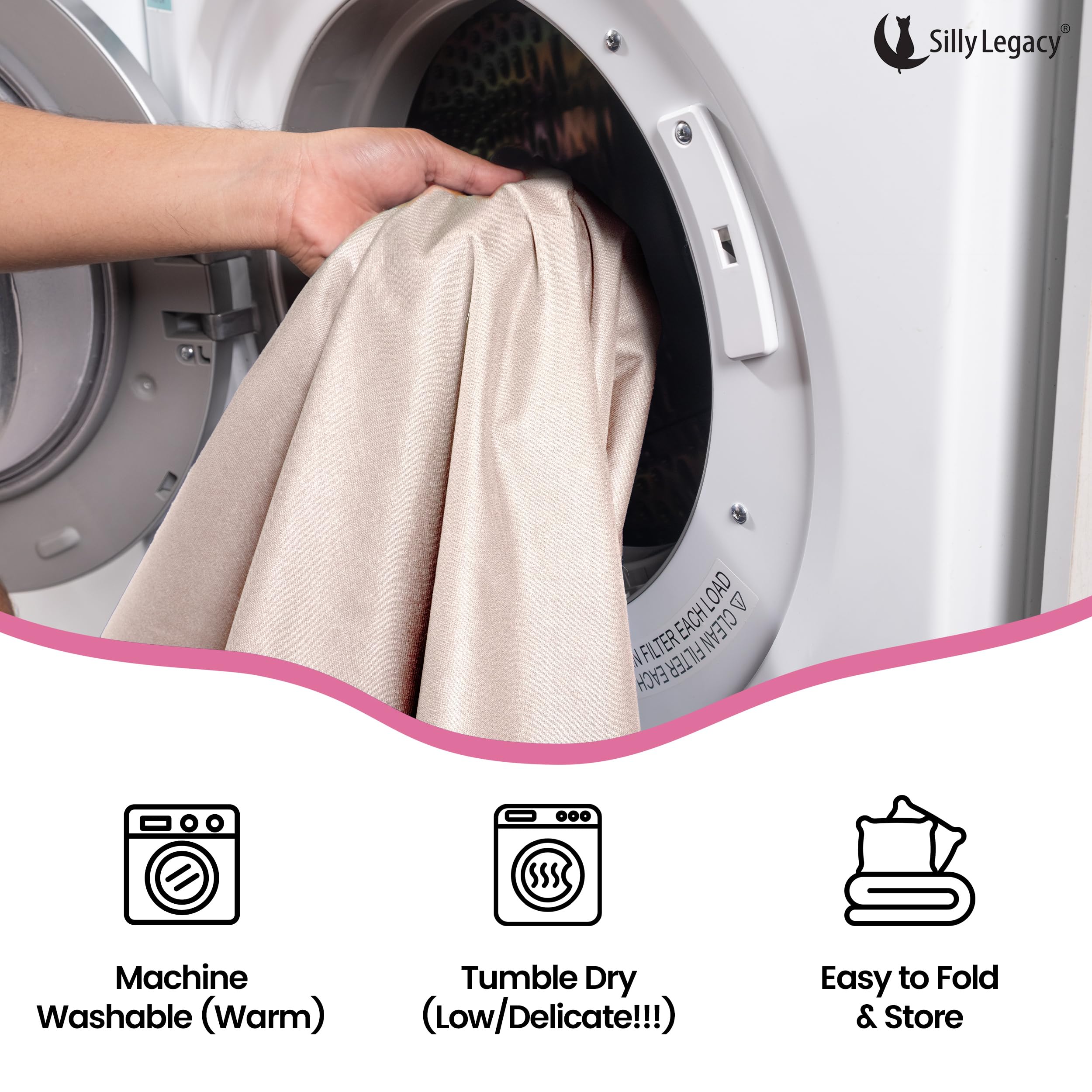 SILLY LEGACY washable pet cover makes cleanup quick and convenient.