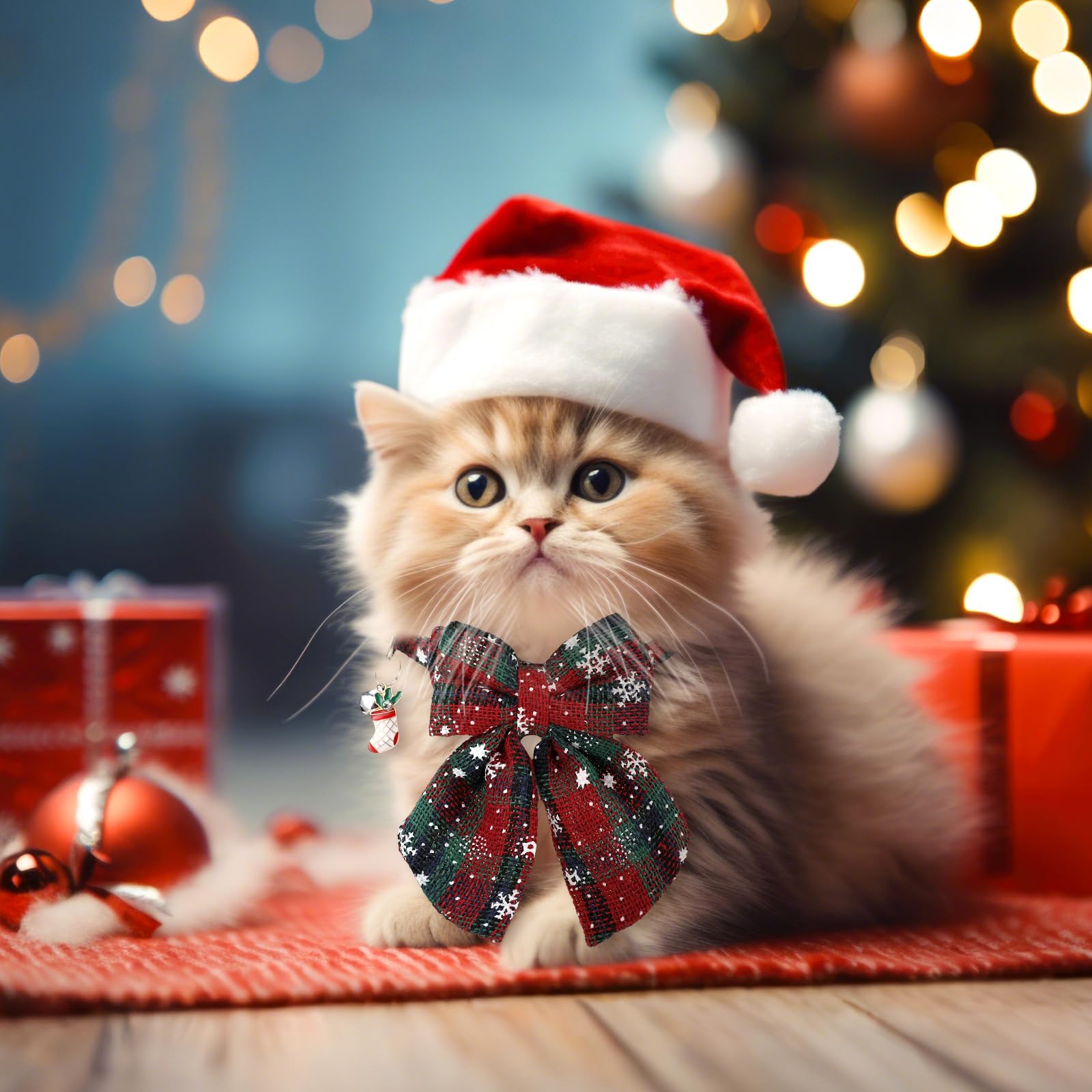 SilTriangle Christmas collar showing adjustable size from 7.5 to 10.5 inches.