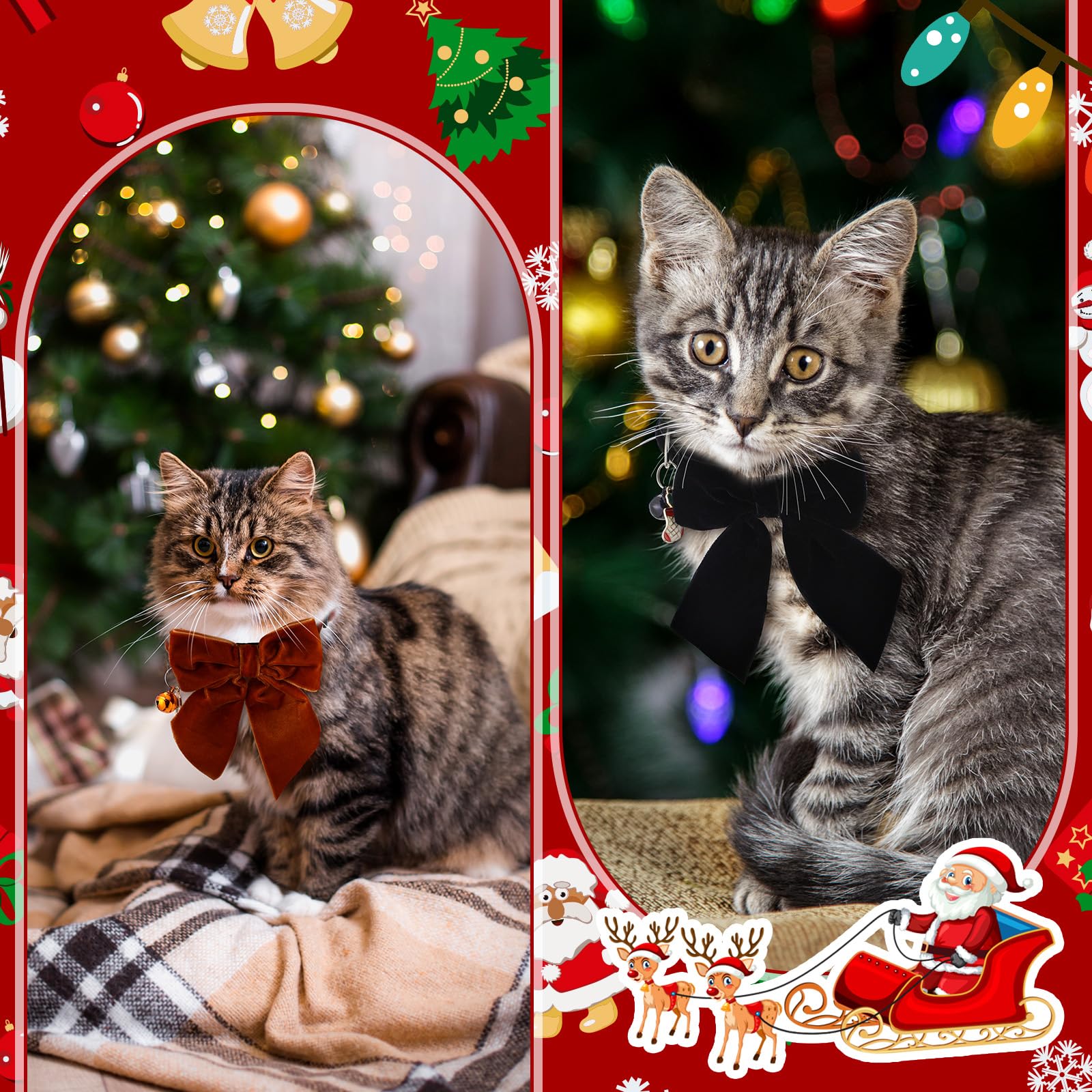 SilTriangle Christmas cat collar with bell highlights detachable bow-tie for holiday flair