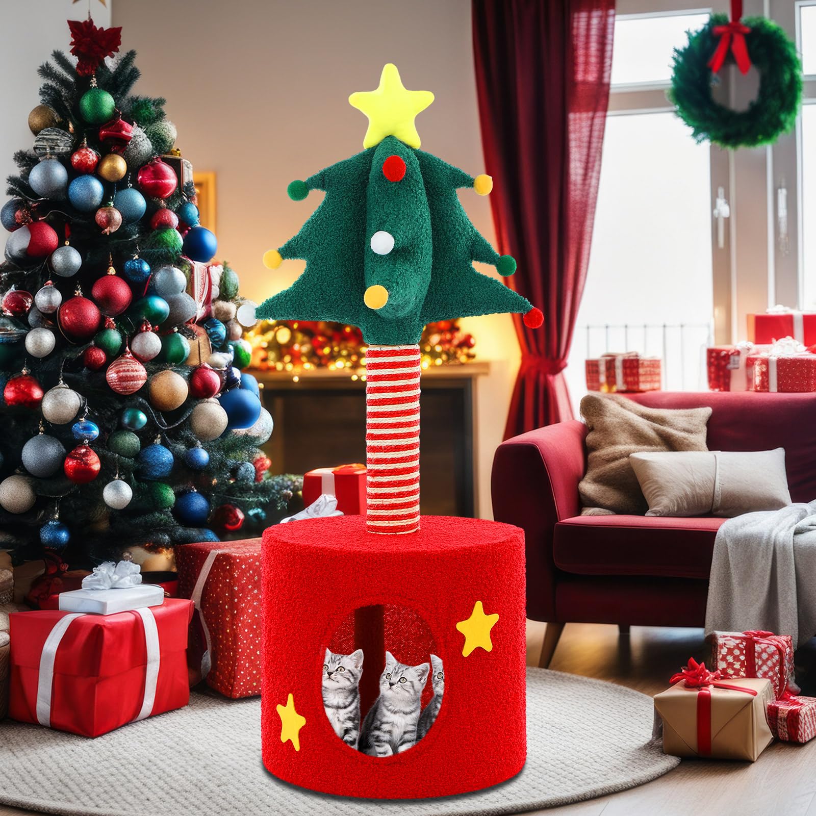 SilTriangle Christmas Cat Tree packaging and instructions enable quick assembly.