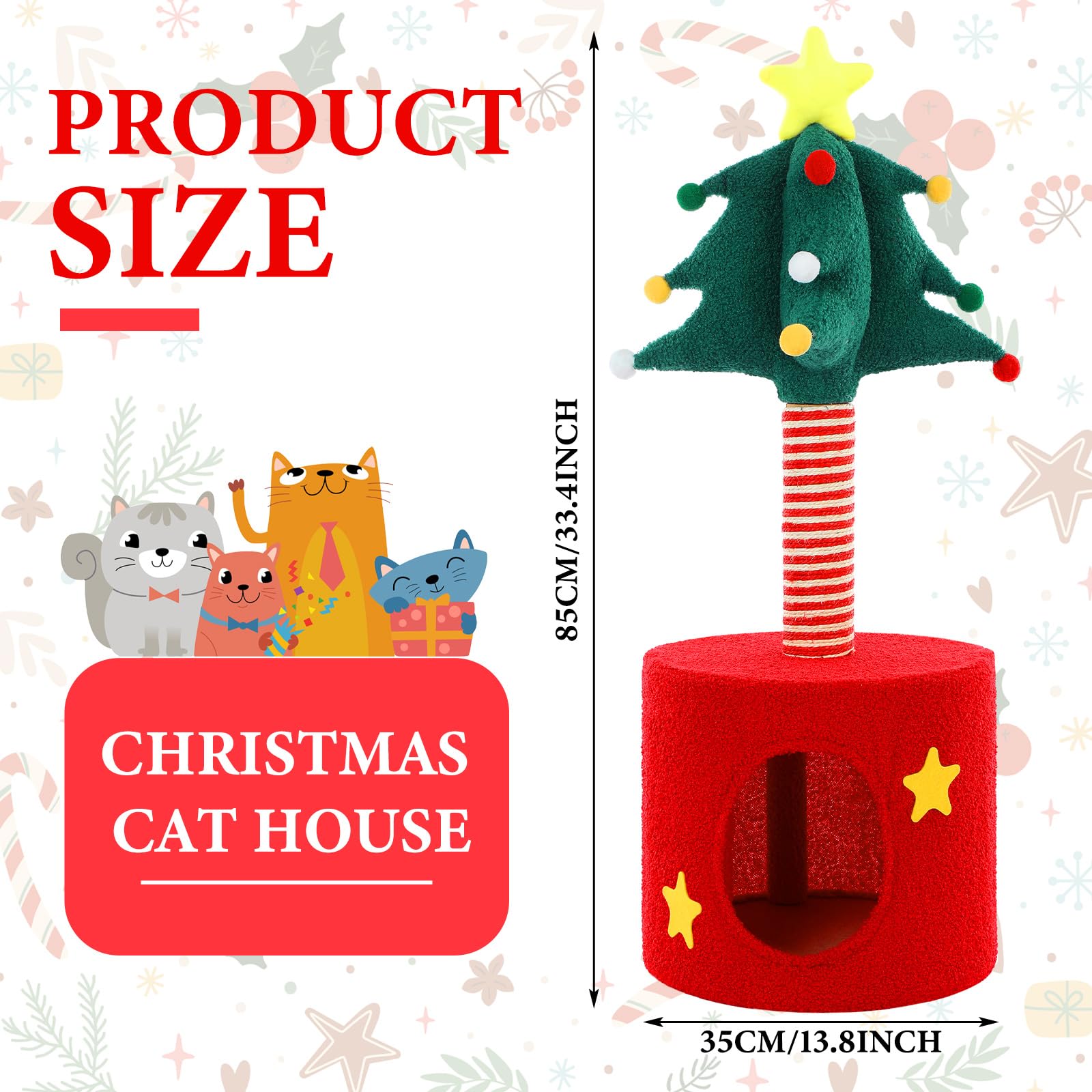 SilTriangle Christmas Cat Tree perch offers elevated vantage and cozy rest for cats.