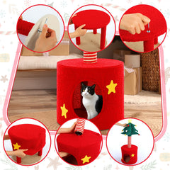 SilTriangle Christmas Cat Tree sisal post helps protect furniture while inviting scratching.