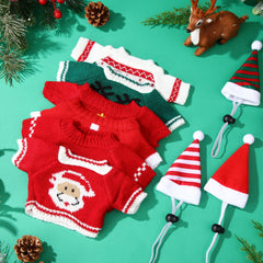 SilTriangle Christmas costume with deer and tree accents on small pet.
