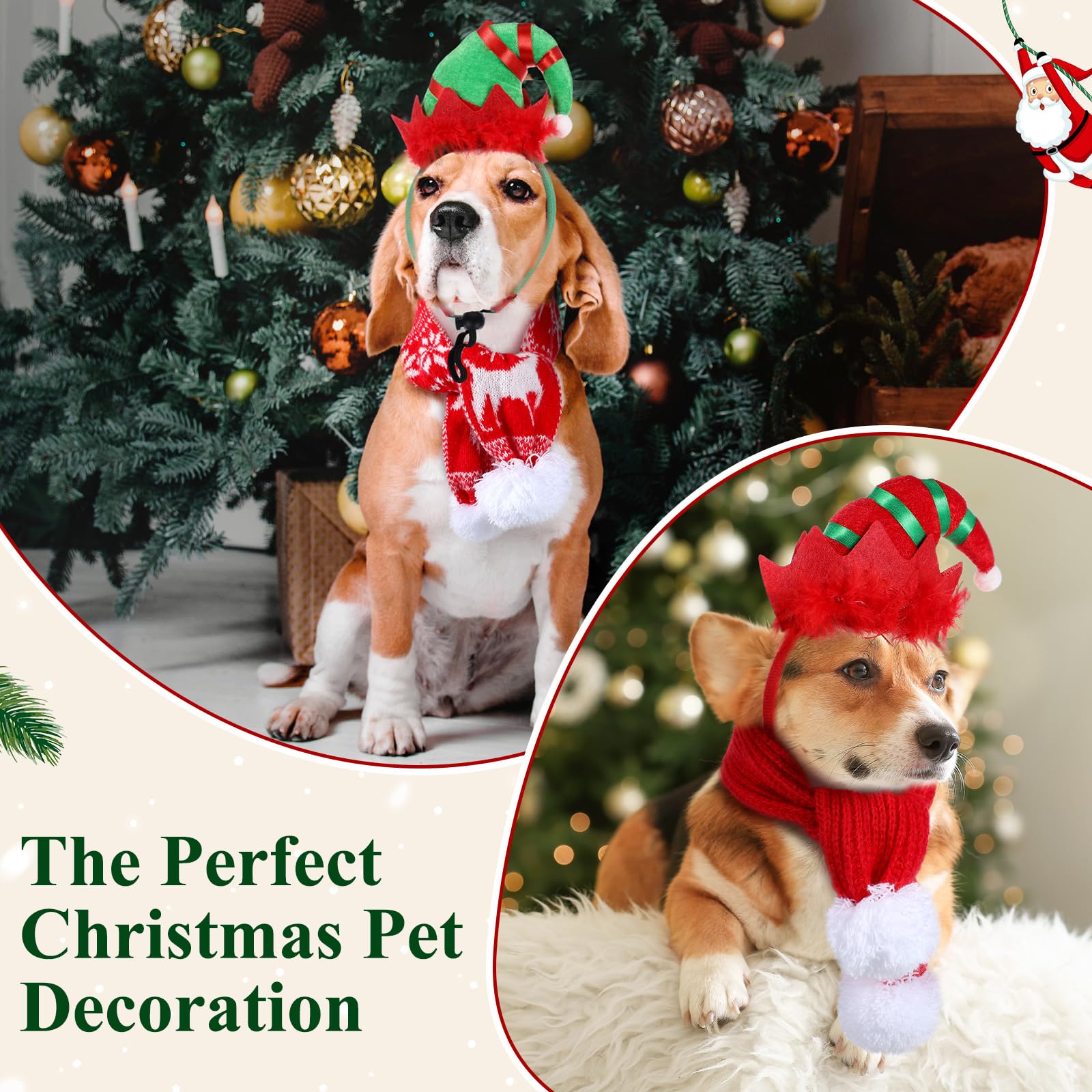 SilTriangle Christmas dog-costume set for party-ready family photos