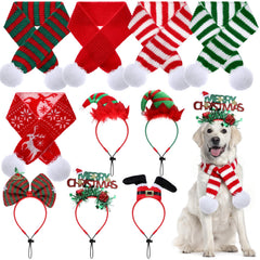 SilTriangle Christmas dog scarf in red knit for cozy holiday looks and photos
