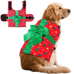 SilTriangle Christmas Gift Box dog costume front view for festive holiday photos