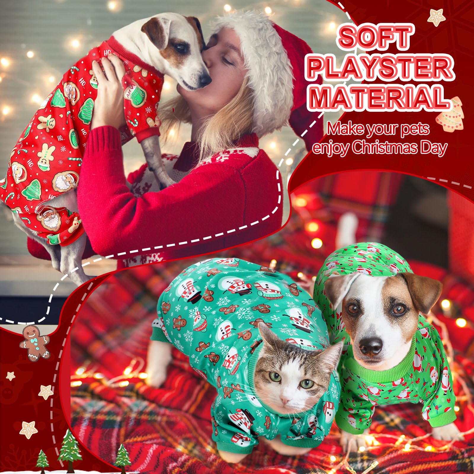 SilTriangle dog pajamas Christmas tree pattern with festive charm for outings