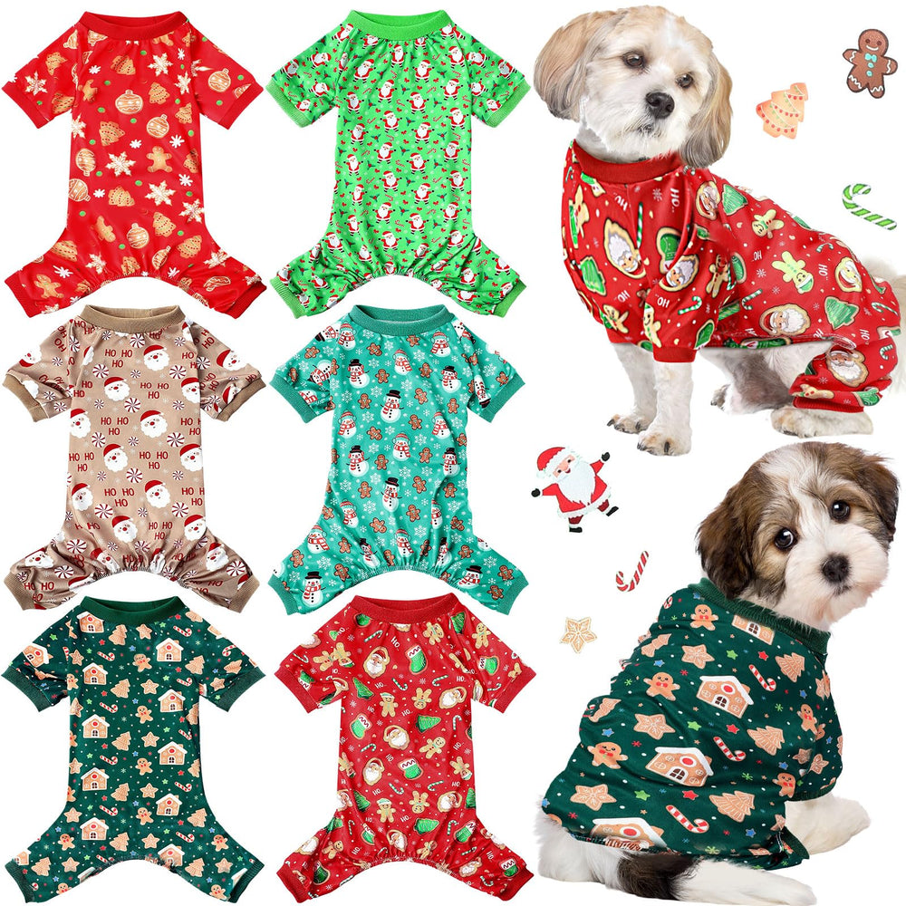 SilTriangle dog pajamas Santa pattern for festive photos and cozy holiday wear