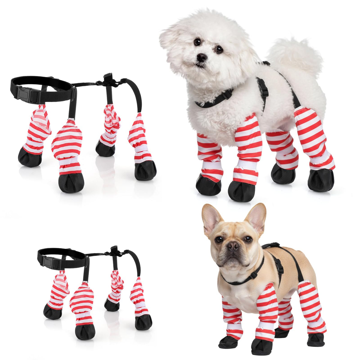 SilTriangle dog suspender boots back view shows secure suspender design for stability
