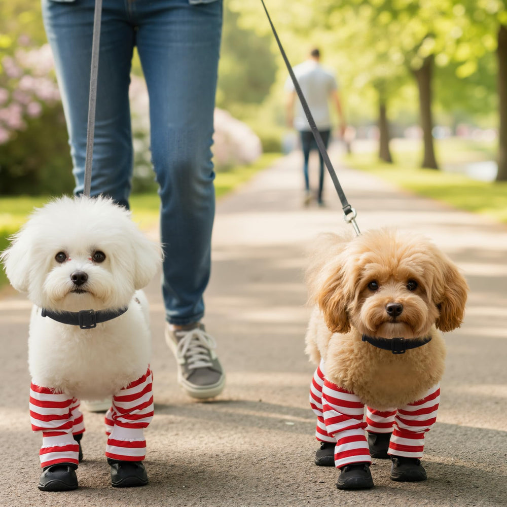 SilTriangle dog suspender boots packaging shows single boot set for dogs