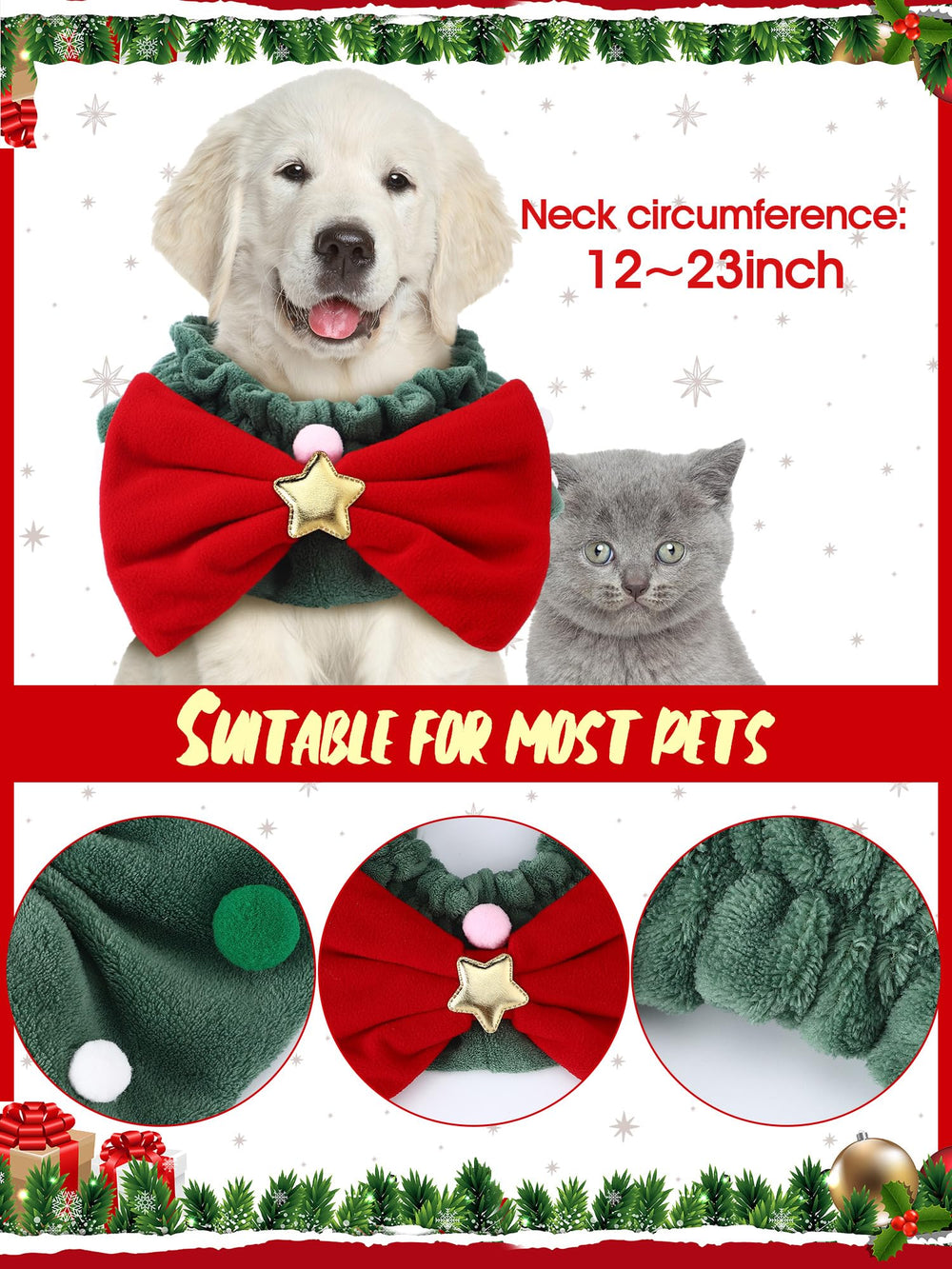 SilTriangle wreath collar on dog showcasing a green strap for a cute festive ensemble