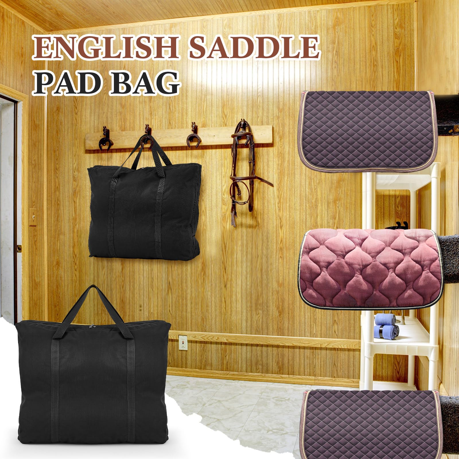 SilTriangle English Saddle Pad Bag with multi compartments organizes pads for quick prep