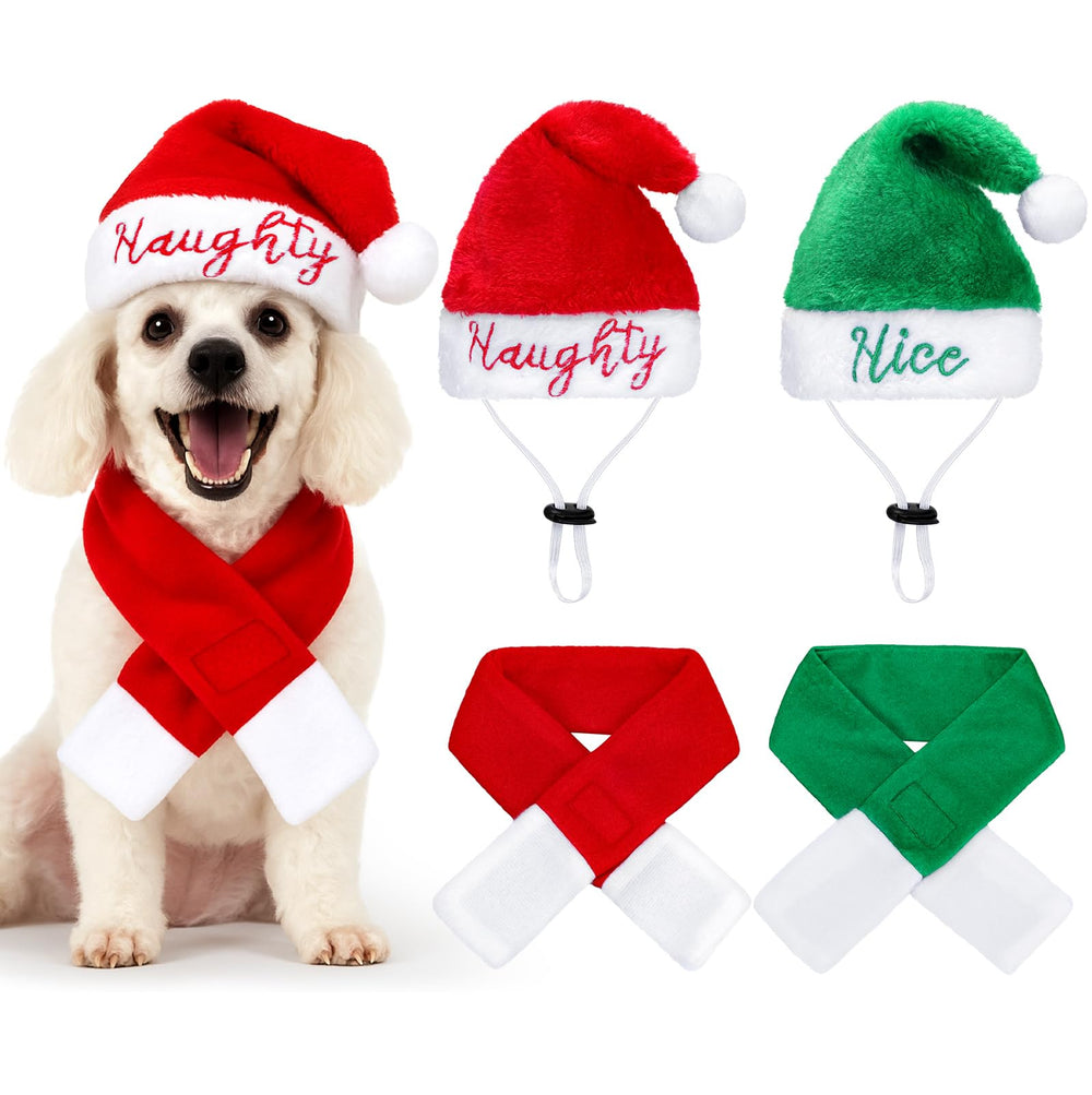 SilTriangle Santa hat set on cats and dogs for festive photos.