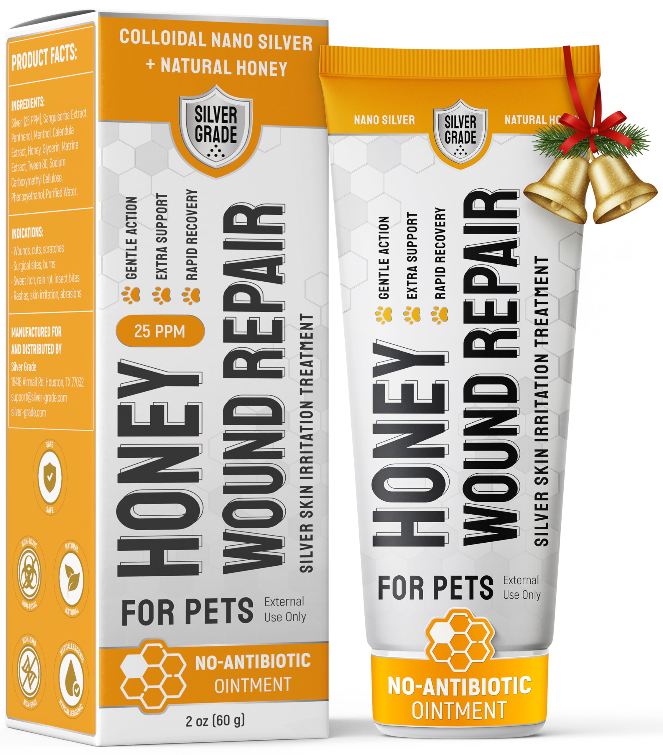 SILVER GRADE dog wound care tube 2oz close-up for portable hotspot relief.