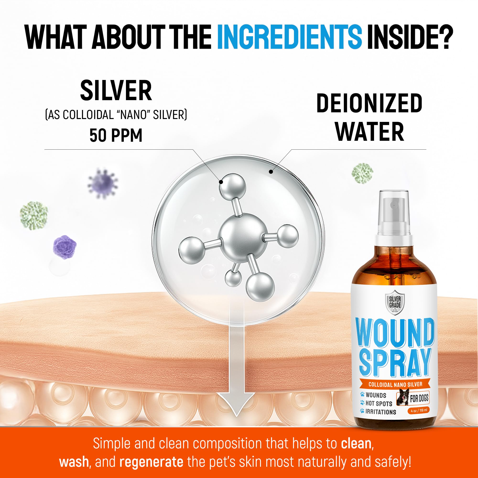 Silver Grade dog wound spray cone use to prevent licking during treatment
