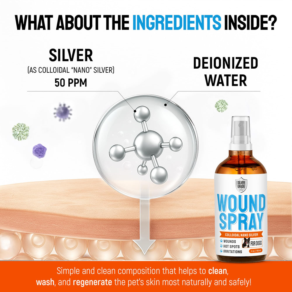 Silver Grade dog wound spray cone use to prevent licking during treatment
