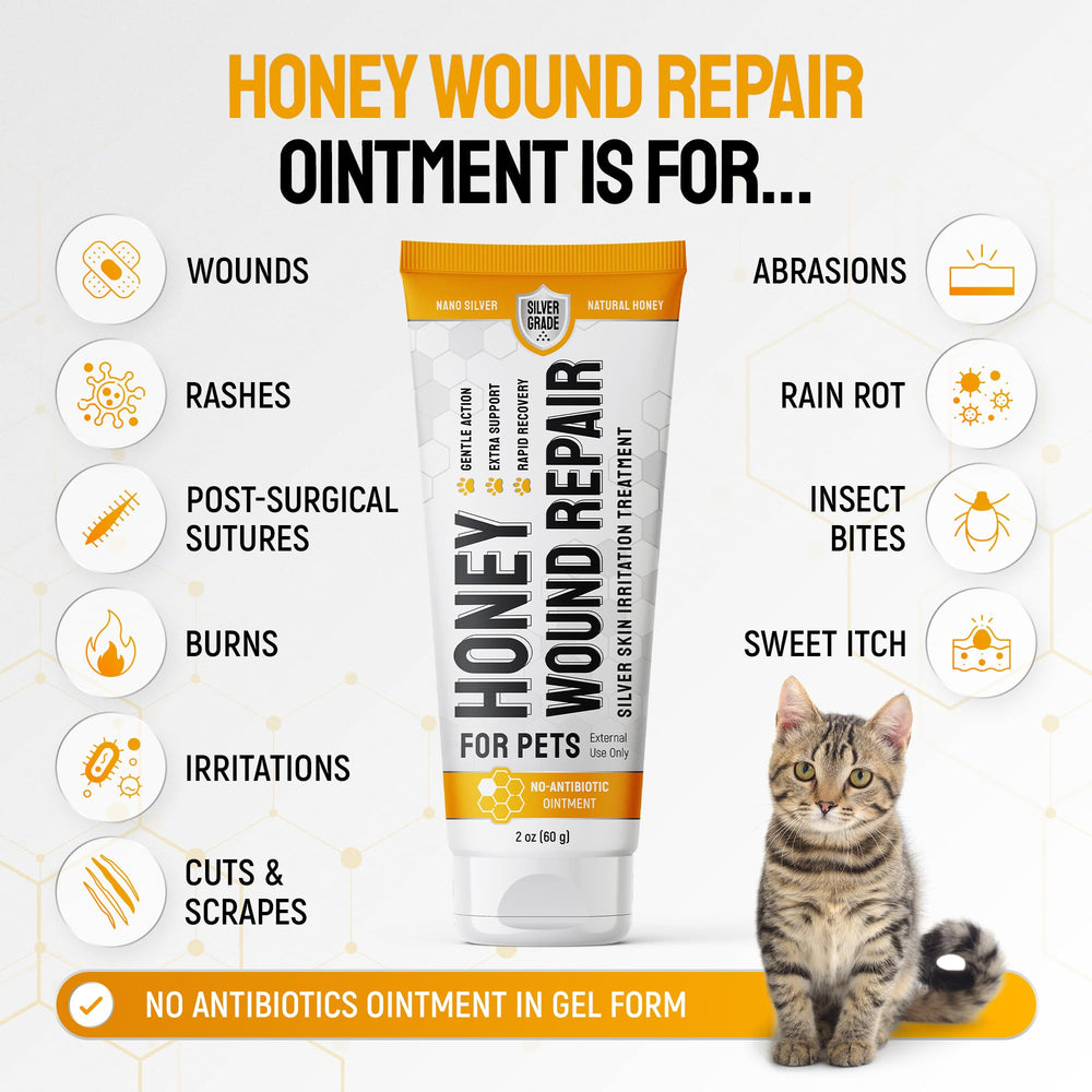 Silver Grade honey wound repair gel closeup highlighting soothing honey for minor wounds.