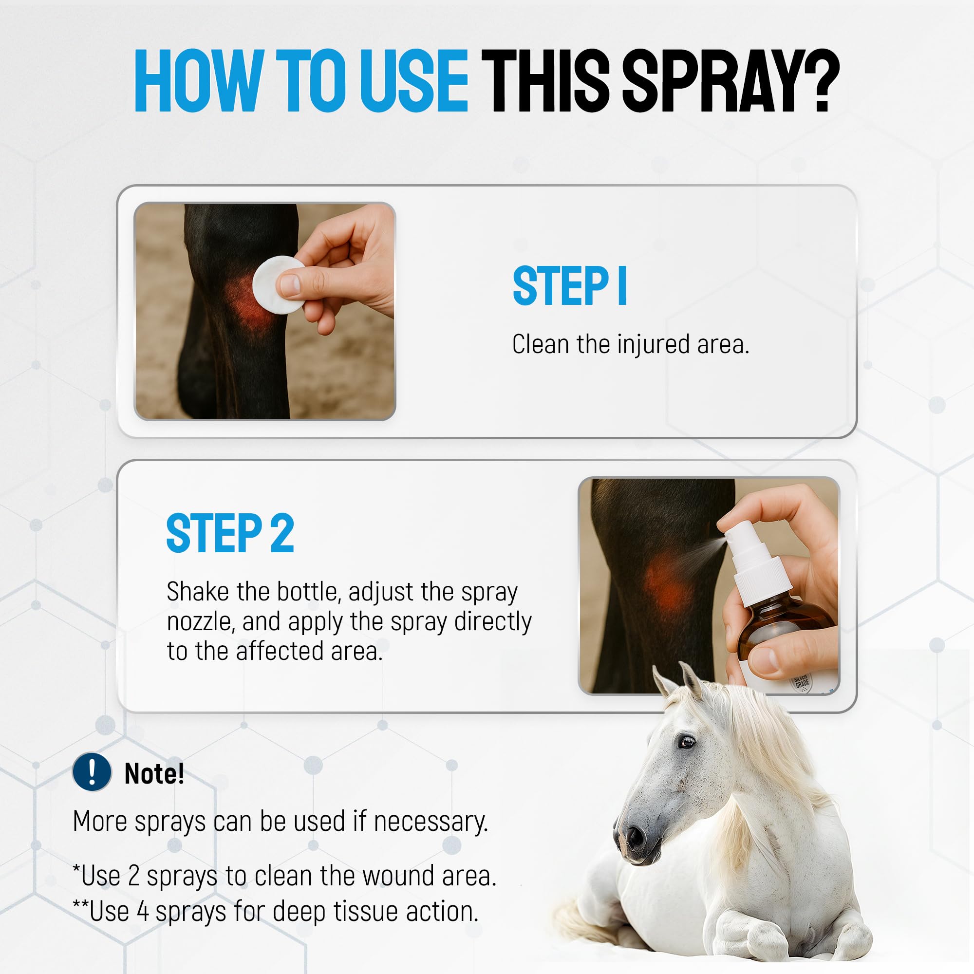 Silver Grade spray being applied directly to injury