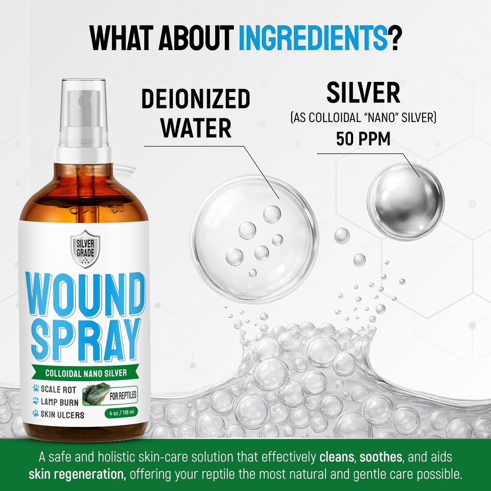 Silver Grade bottle with sprayer shown for convenient home-use wound care.