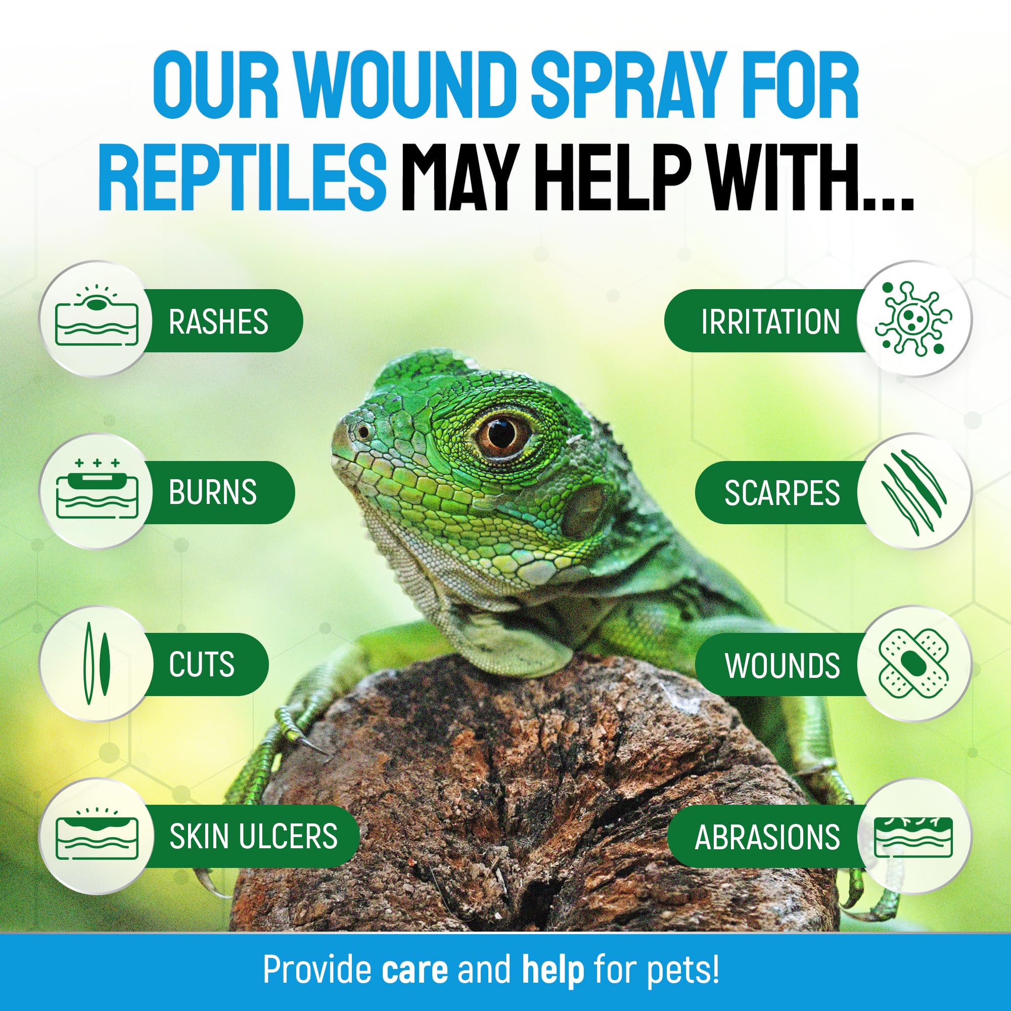 Silver Grade reptile wound spray mist being applied to a wound for easy relief.