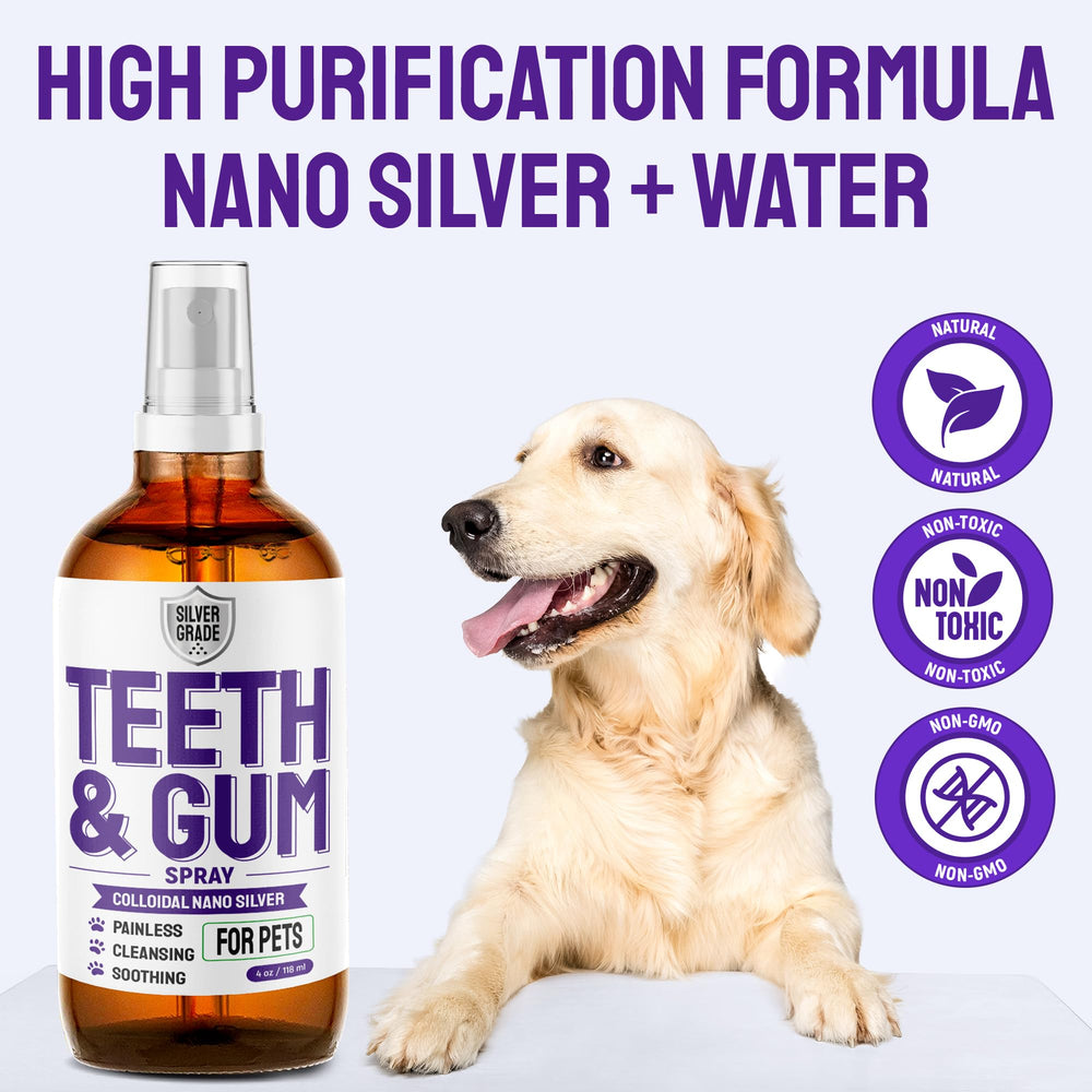 SILVER GRADE safe oral care spray with no additives for pets.