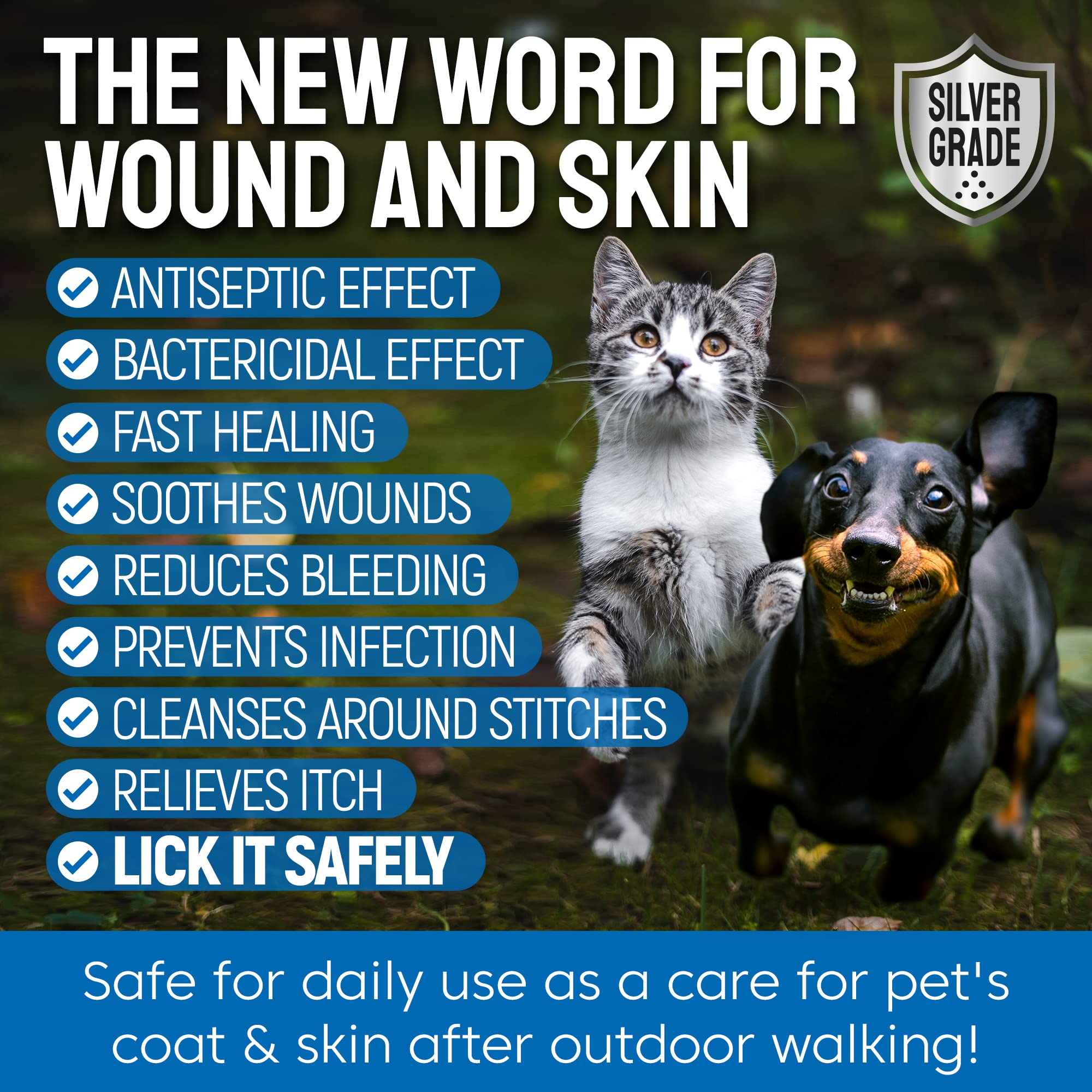 Silver Grade Wound Spray highlights colloidal silver ingredients and gentle care.
