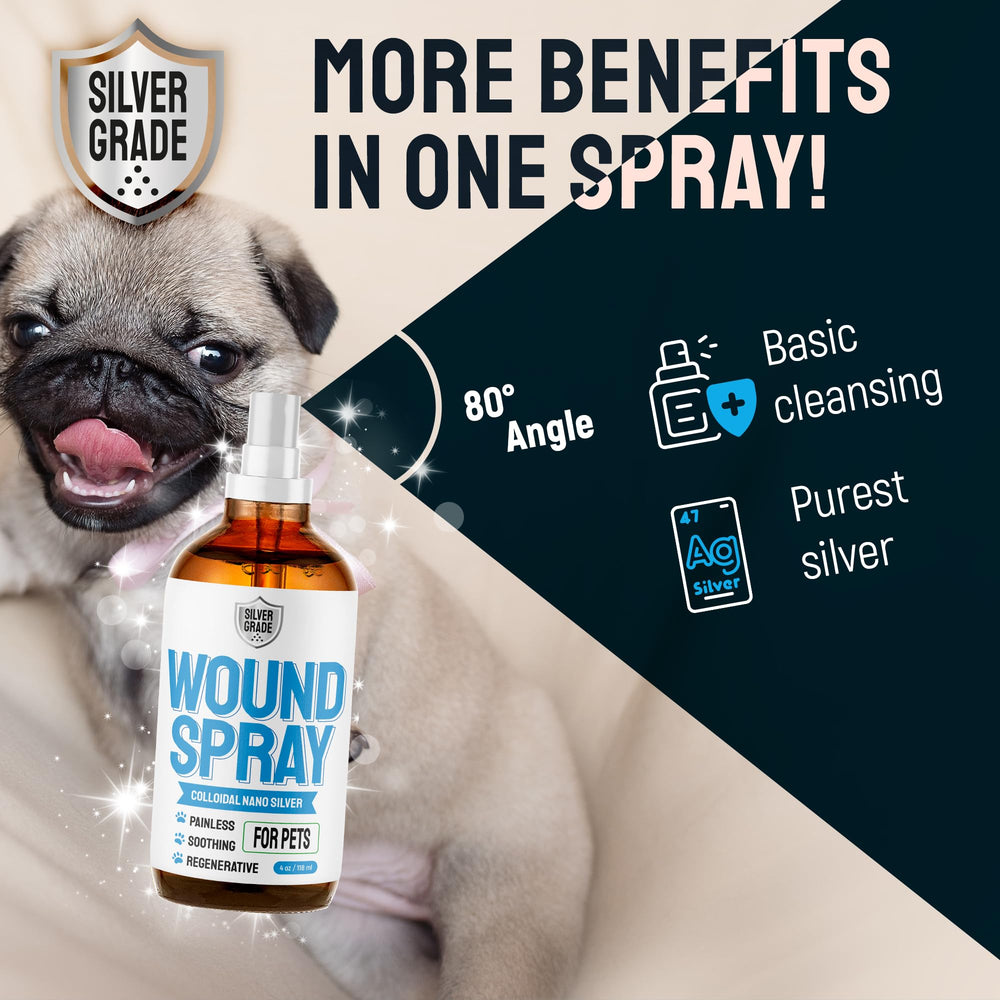 Silver Grade Wound Spray packaging with dog first aid kit for preparedness.