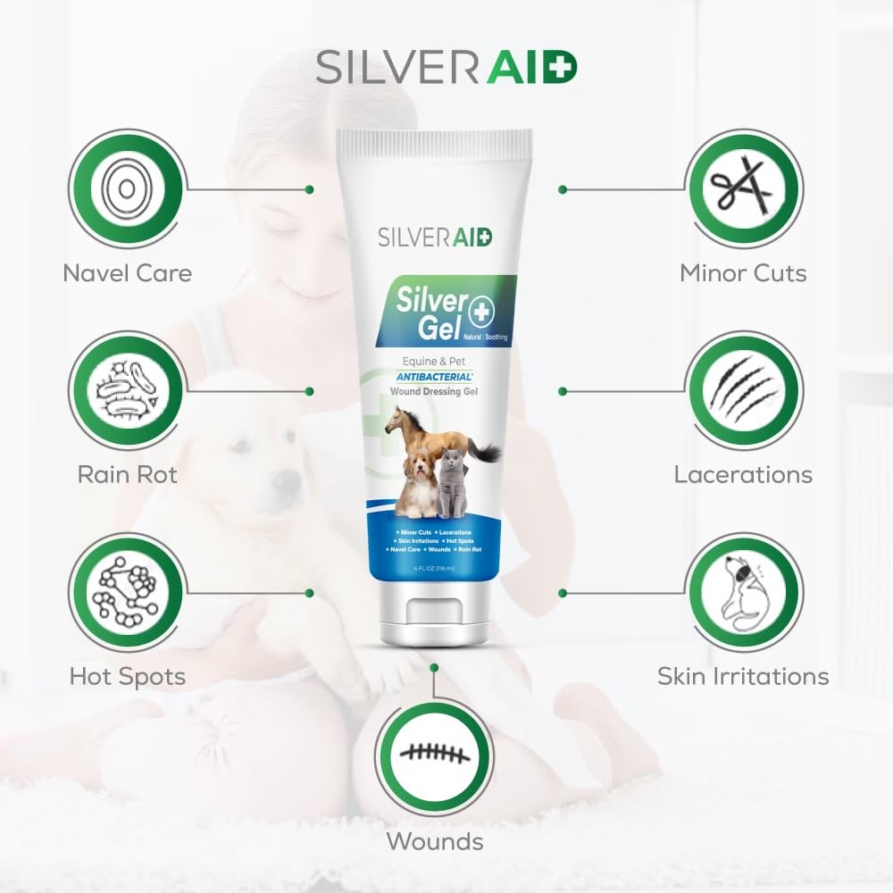 SilverAid horse irritation-relief gel applied to skin for cooling comfort.
