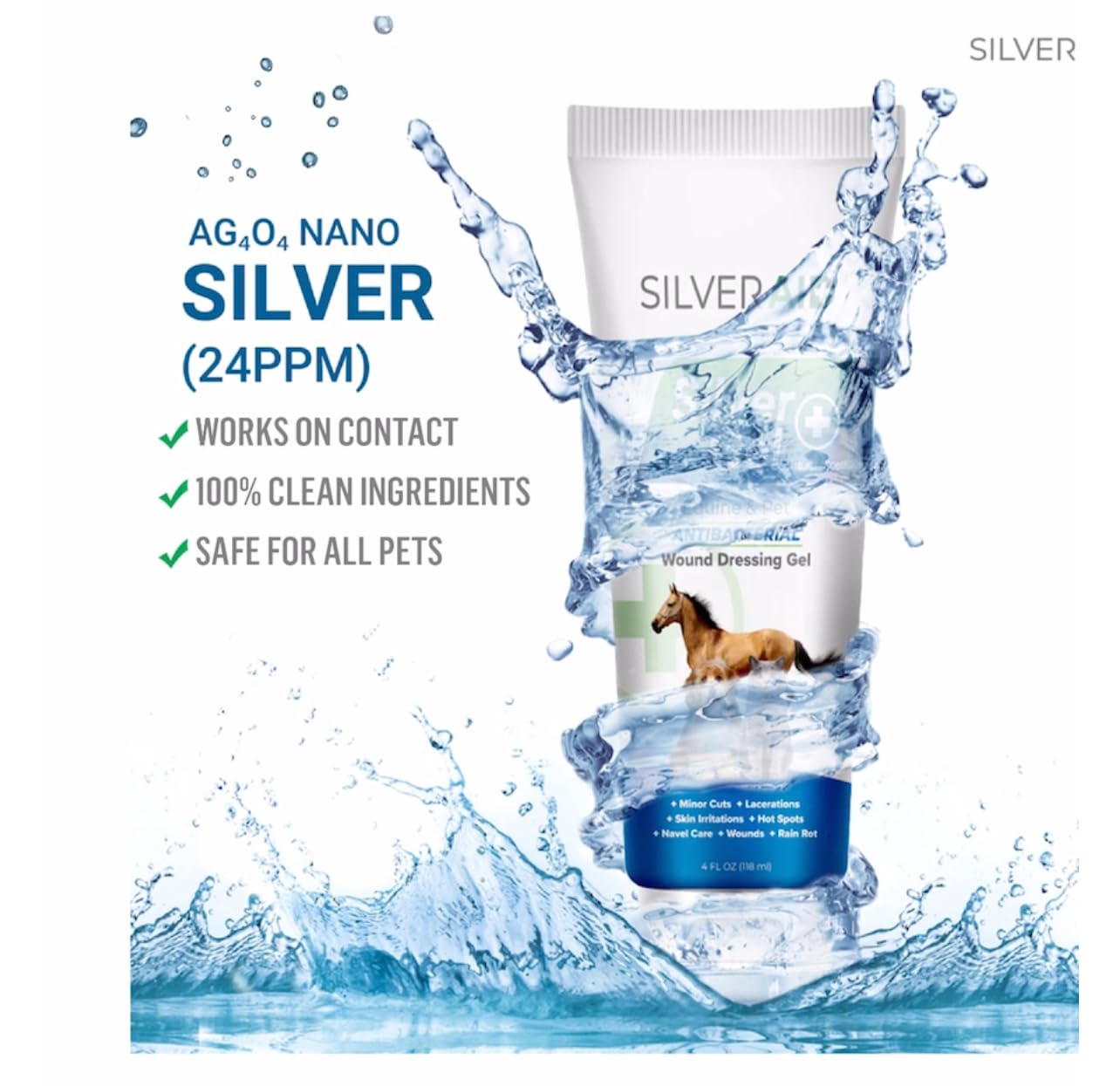 SilverAid vet-approved USA-made gel used on minor wounds.