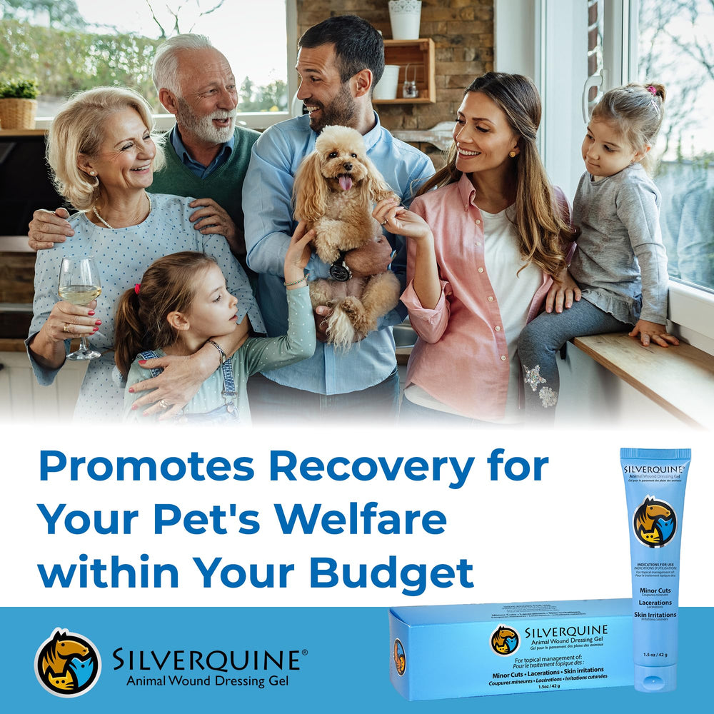 Silverquine safe-if-licked formula illustration for pet-safe wound care