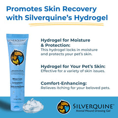 Silverquine wound gel applied to dog skin demonstrating cooling and soothing relief