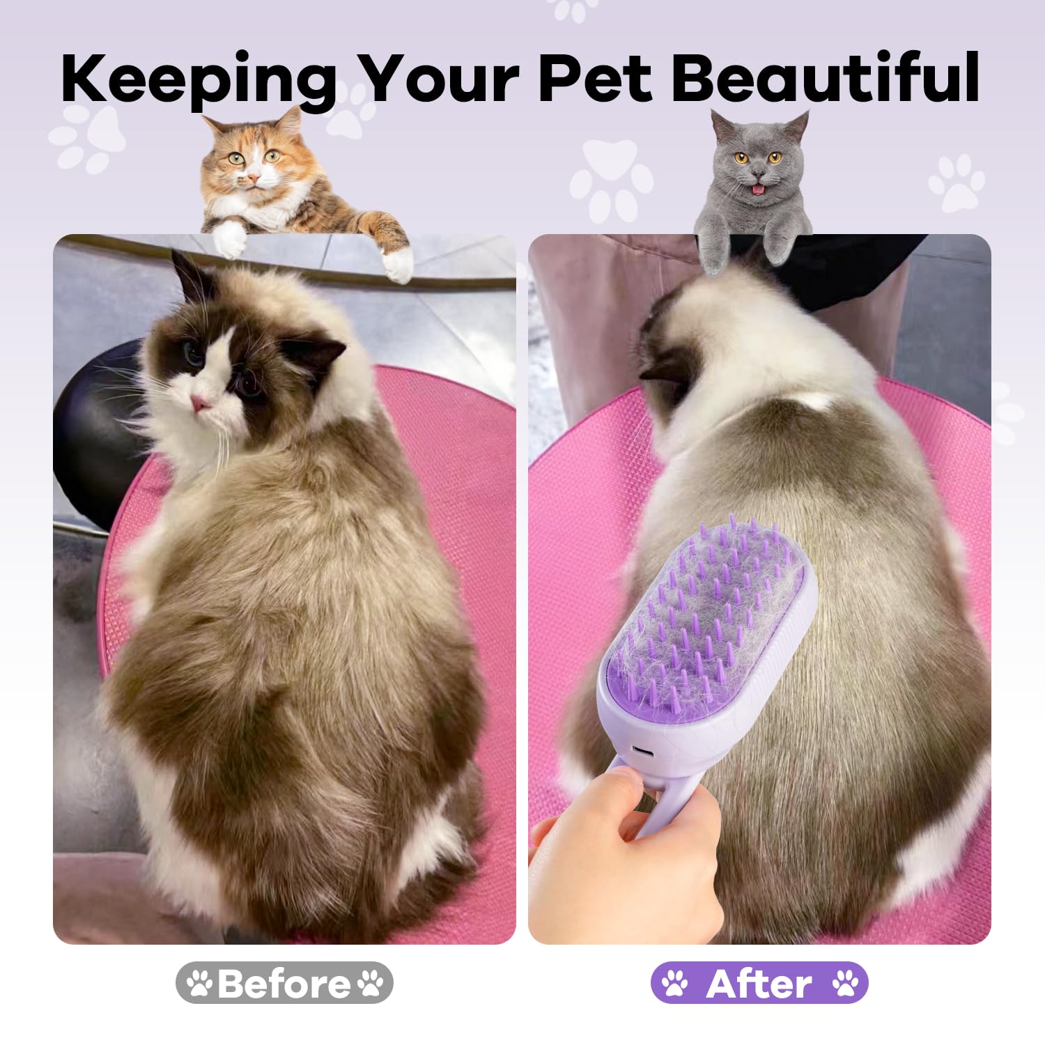 SILVLF Cat Steam Brush suitable for cats, dogs, and rabbits, all-in-one care.