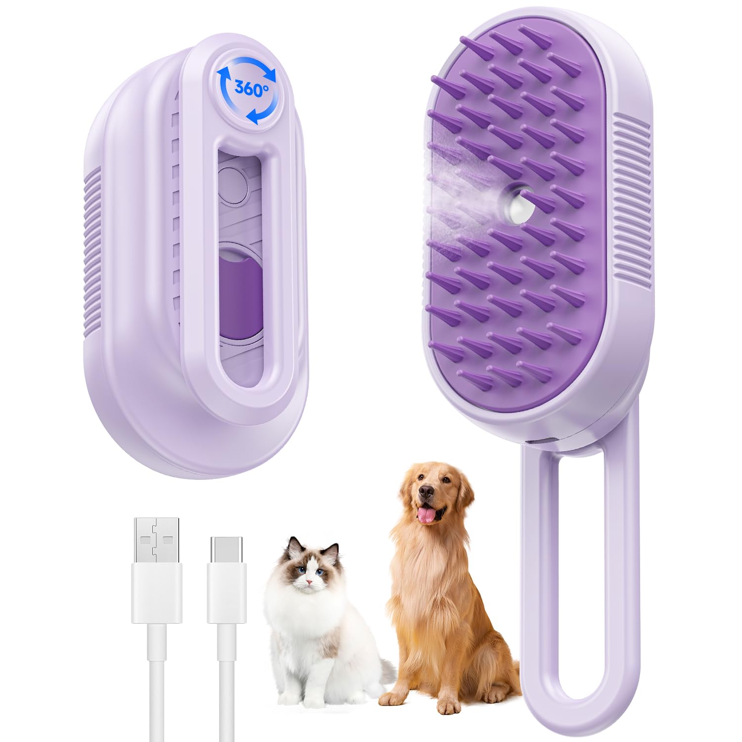 SILVLF Cat Steam Brush detangling close-up for smoother fur and easier grooming.