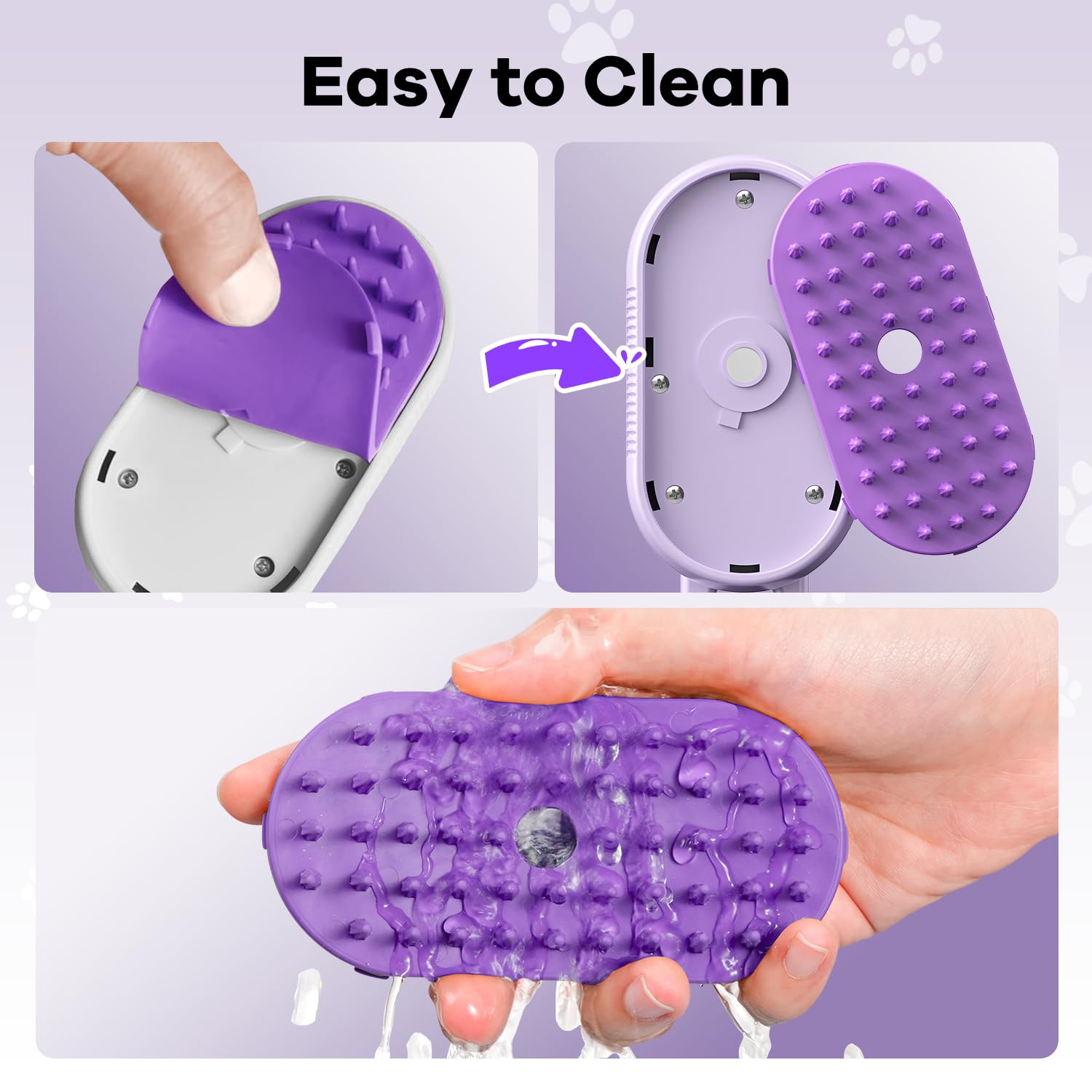 SILVLF Cat Steam Brush massage mode soothes pets during brushing sessions.