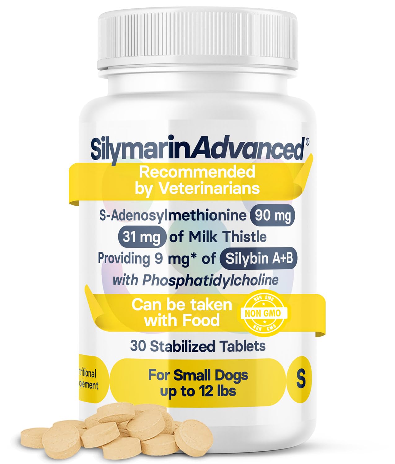 SilymarinAdvanced small-dog liver-health bottle shows daily liver support for pets.