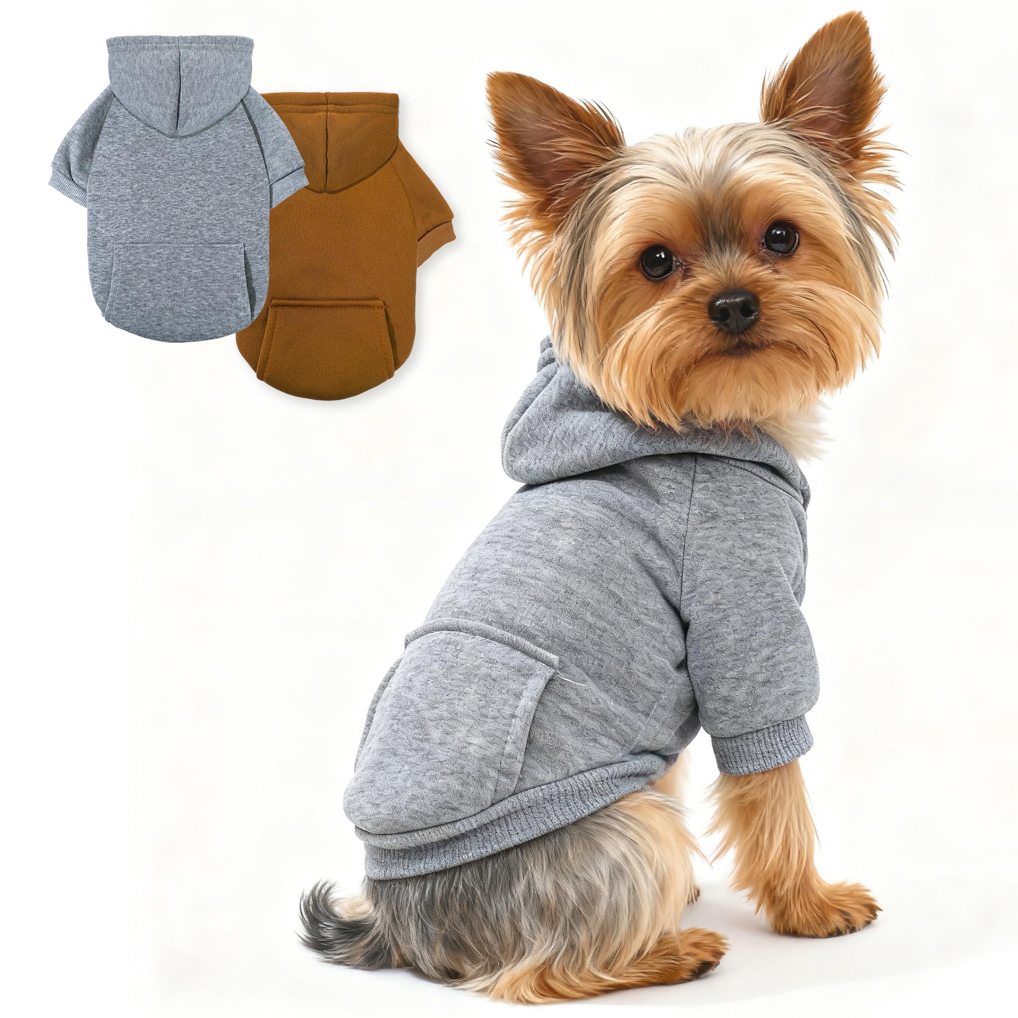 SIMCAPY XXS dog hoodie front view keeps tiny dogs warm and cozy