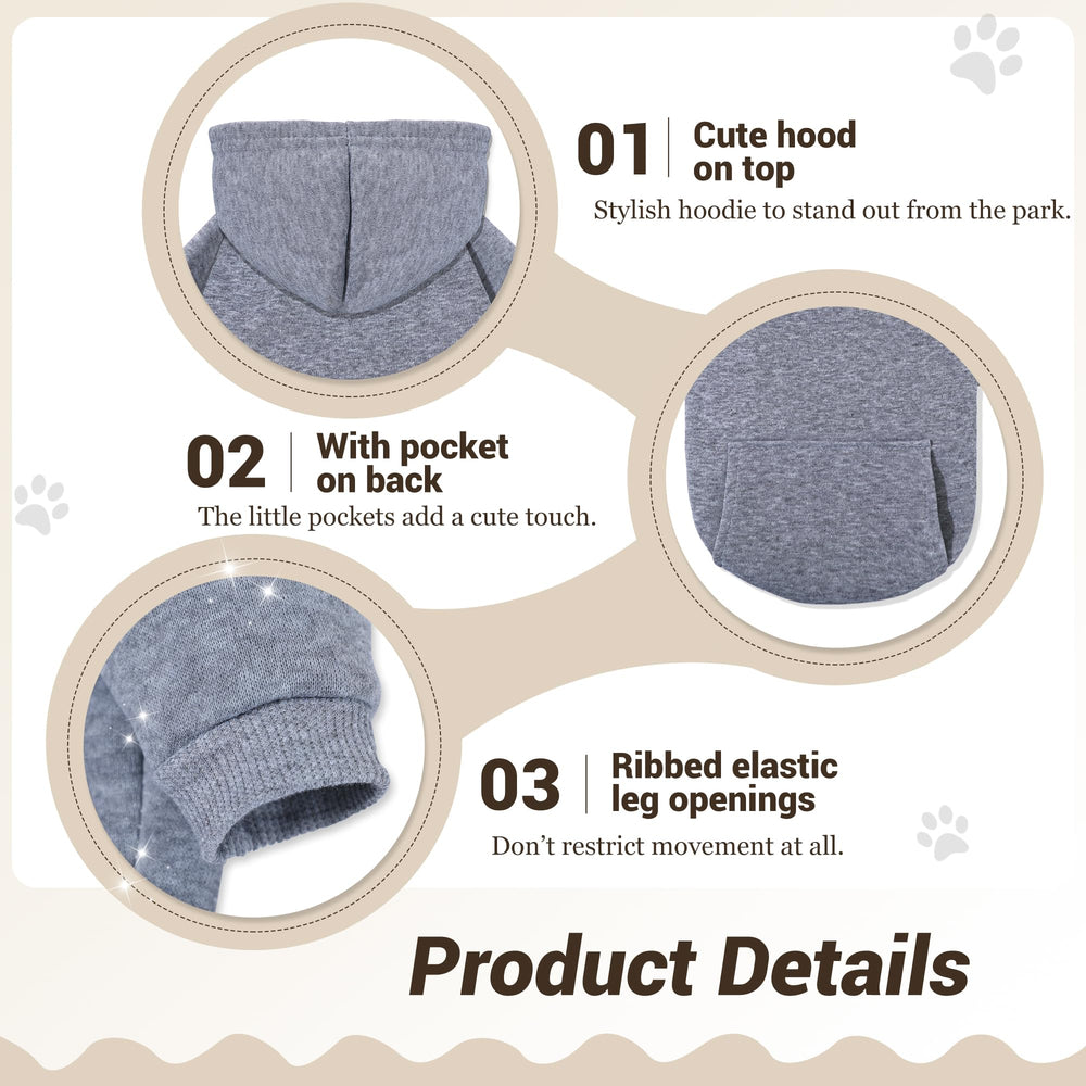 SIMCAPY XXS dog hoodie hood detail highlights cozy warmth