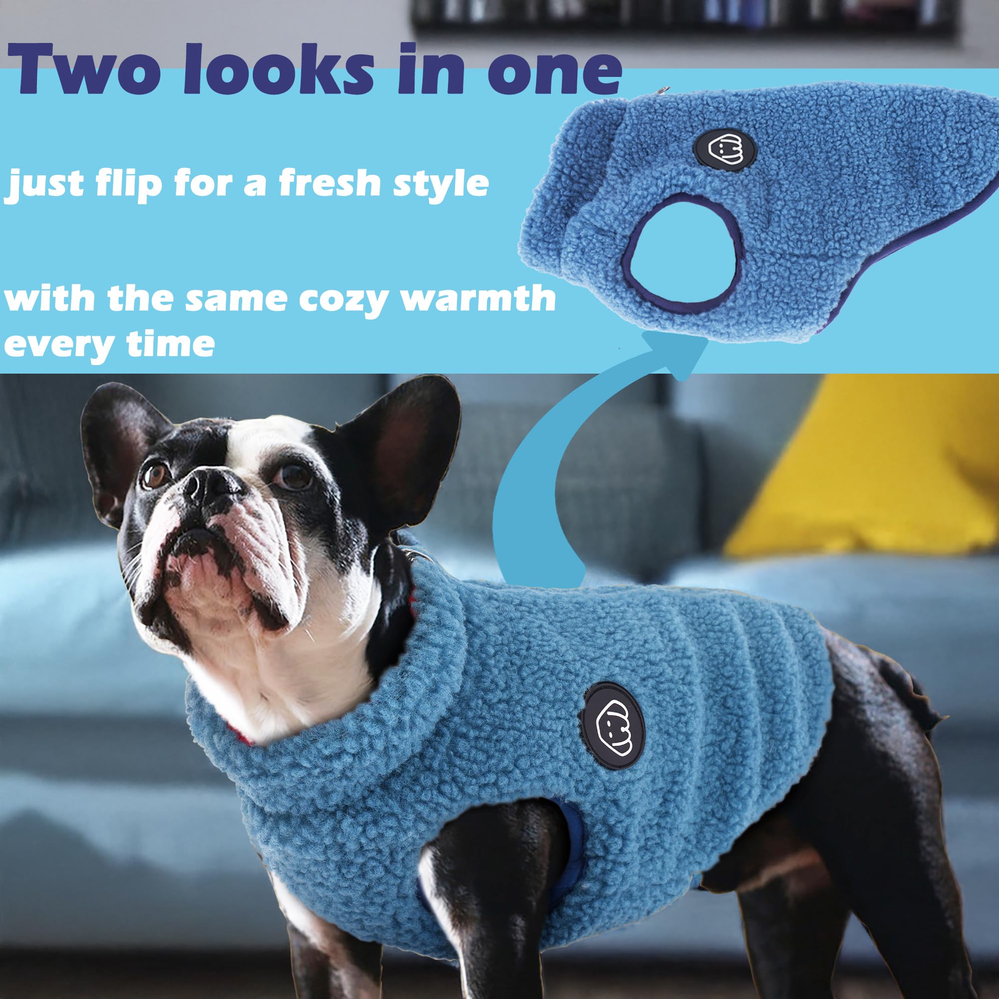 Simloyal warm dog coat back zipper for easy on/off during activity
